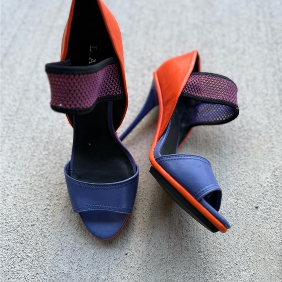 L.A.M.B. Shoes - L.A.M.B. Navy and Red Heels